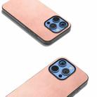 For iPhone 16 Pro Black Frame Two-color Calf Texture PU Phone Case(Pink) - 3