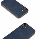 For iPhone 16 Plus Black Frame Two-color Calf Texture PU Phone Case(Blue) - 3