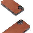 For iPhone 16 Plus Black Frame Two-color Calf Texture PU Phone Case(Brown) - 3