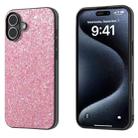 For iPhone 16 Plus Black Frame Colorful Glitter Phone Case(Purple Pink) - 1