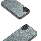 For iPhone 16 Black Frame Colorful Glitter Phone Case(Black Green) - 3