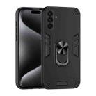 For Samsung Galaxy A36 Shockproof Metal Ring Holder Phone Case(Black) - 1