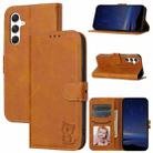 For Samsung Galaxy S24 FE 5G Embossed Happy Cat Pattern Flip Leather Phone Case(Yellow) - 1
