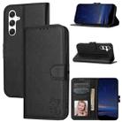 For Samsung Galaxy S24 FE 5G Embossed Happy Cat Pattern Flip Leather Phone Case(Black) - 1