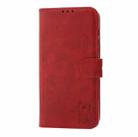 For Samsung Galaxy S25 5G Embossed Happy Cat Pattern Flip Leather Phone Case(Red) - 3