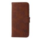 For Samsung Galaxy S25+ 5G Embossed Happy Cat Pattern Flip Leather Phone Case(Brown) - 3