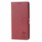 For Samsung Galaxy S25 Ultra 5G Embossed Happy Cat Pattern Flip Leather Phone Case(Red) - 3