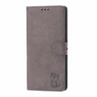 For Samsung Galaxy S25 Ultra 5G Embossed Happy Cat Pattern Flip Leather Phone Case(Grey) - 3