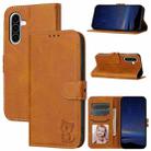 For Samsung Galaxy A36 5G Embossed Happy Cat Pattern Flip Leather Phone Case(Yellow) - 1