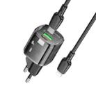 hoco BN17 PD20W USB, Type-C Charger with 1m Type-C to 8 Pin Cable Set, Plug Type:EU Plug(Black) - 3