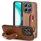 For Honor X6b Wristband Leather Back Phone Case(Brown) - 1