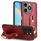 For itel A70 Wristband Leather Back Phone Case(Red) - 1