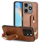 For itel A70 Wristband Leather Back Phone Case(Brown) - 1