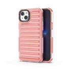 For iPhone 14 Plus High Transparency TPU Hybrid PC Airbag Phone Case(Peach Red) - 1