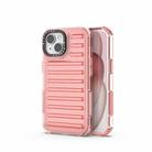 For iPhone 15 High Transparency TPU Hybrid PC Airbag Phone Case(Peach Red) - 1