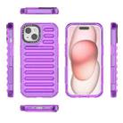 For iPhone 15 High Transparency TPU Hybrid PC Airbag Phone Case(Transparent Purple) - 2