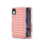 For iPhone XR High Transparency TPU Hybrid PC Airbag Phone Case(Peach Red) - 1