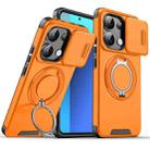 For Redmi Note 13 4G Sliding Camshield Ring Holder Phone Case(Orange) - 1