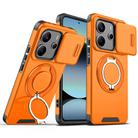 For Redmi Note 14 4G 164.84mm Sliding Camshield Ring Holder Phone Case(Orange) - 1