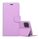 For iPhone 12 / 12 Pro Silk Texture Horizontal Flip Leather Case with Holder & Card slots & Wallet & Photo Frame(Purple) - 1