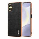 For Samsung Galaxy A06 4G AZNS Electroplated Frame Crocodile Texture Full Coverage Phone Case(Black) - 1