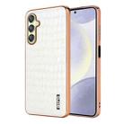 For Samsung Galaxy A16 5G AZNS Electroplated Frame Crocodile Texture Full Coverage Phone Case(White) - 1