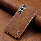 For Samsung Galaxy A36 AZNS Electroplated Frame Crocodile Texture Full Coverage Phone Case(Brown) - 2