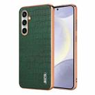 For Samsung Galaxy A36 AZNS Electroplated Frame Crocodile Texture Full Coverage Phone Case(Green) - 1