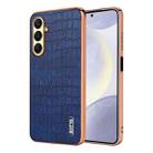 For Samsung Galaxy A26 5G AZNS Electroplated Frame Crocodile Texture Full Coverage Phone Case(Blue) - 1