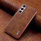 For Samsung Galaxy A56 5G AZNS Electroplated Frame Crocodile Texture Full Coverage Phone Case(Brown) - 2