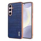 For Samsung Galaxy A56 5G AZNS Electroplated Frame Crocodile Texture Full Coverage Phone Case(Blue) - 1