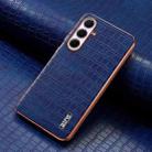 For Samsung Galaxy A56 5G AZNS Electroplated Frame Crocodile Texture Full Coverage Phone Case(Blue) - 2