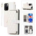 For Xiaomi 12T / 12T Pro Rhombic Full Zipper Wallet Leather Phone Case(White) - 1