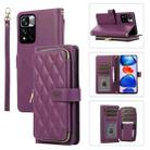 For Xiaomi 12T / 12T Pro Rhombic Full Zipper Wallet Leather Phone Case(Deep Purple) - 1