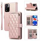 For Xiaomi 12T / 12T Pro Rhombic Full Zipper Wallet Leather Phone Case(Rose Gold) - 1