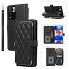 For Xiaomi 12T / 12T Pro Rhombic Full Zipper Wallet Leather Phone Case(Black) - 1