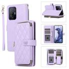 For Xiaomi Mi 11T / 11T Pro Rhombic Full Zipper Wallet Leather Phone Case(Purple) - 1