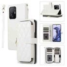 For Xiaomi Mi 11T / 11T Pro Rhombic Full Zipper Wallet Leather Phone Case(White) - 1