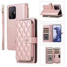 For Xiaomi Mi 11T / 11T Pro Rhombic Full Zipper Wallet Leather Phone Case(Rose Gold) - 1