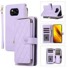 For Xiaomi Poco X3 NFC Rhombic Full Zipper Wallet Leather Phone Case(Purple) - 1