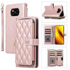 For Xiaomi Poco X3 NFC Rhombic Full Zipper Wallet Leather Phone Case(Rose Gold) - 1