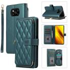 For Xiaomi Poco X3 NFC Rhombic Full Zipper Wallet Leather Phone Case(Green) - 1