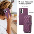 For Redmi K40 Rhombic Full Zipper Wallet Leather Phone Case(Deep Purple) - 3