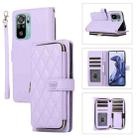 For Redmi Note 10 / 10S Rhombic Full Zipper Wallet Leather Phone Case(Purple) - 1