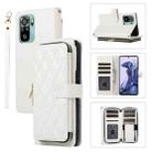 For Redmi Note 10 / 10S Rhombic Full Zipper Wallet Leather Phone Case(White) - 1