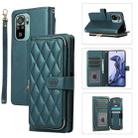 For Redmi Note 10 / 10S Rhombic Full Zipper Wallet Leather Phone Case(Green) - 1