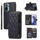 For Redmi Note 10 / 10S Rhombic Full Zipper Wallet Leather Phone Case(Black) - 1