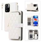 For Redmi Note 11 Pro Global Rhombic Full Zipper Wallet Leather Phone Case(White) - 1