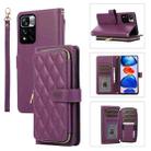 For Redmi Note 11 Pro Global Rhombic Full Zipper Wallet Leather Phone Case(Deep Purple) - 1