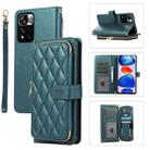 For Redmi Note 11 Pro Global Rhombic Full Zipper Wallet Leather Phone Case(Green) - 1